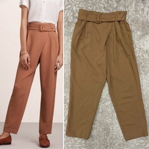 Wilfred for Aritzia Tapered Tailored Tan Work Pants | Musseaux Pant - Size Small